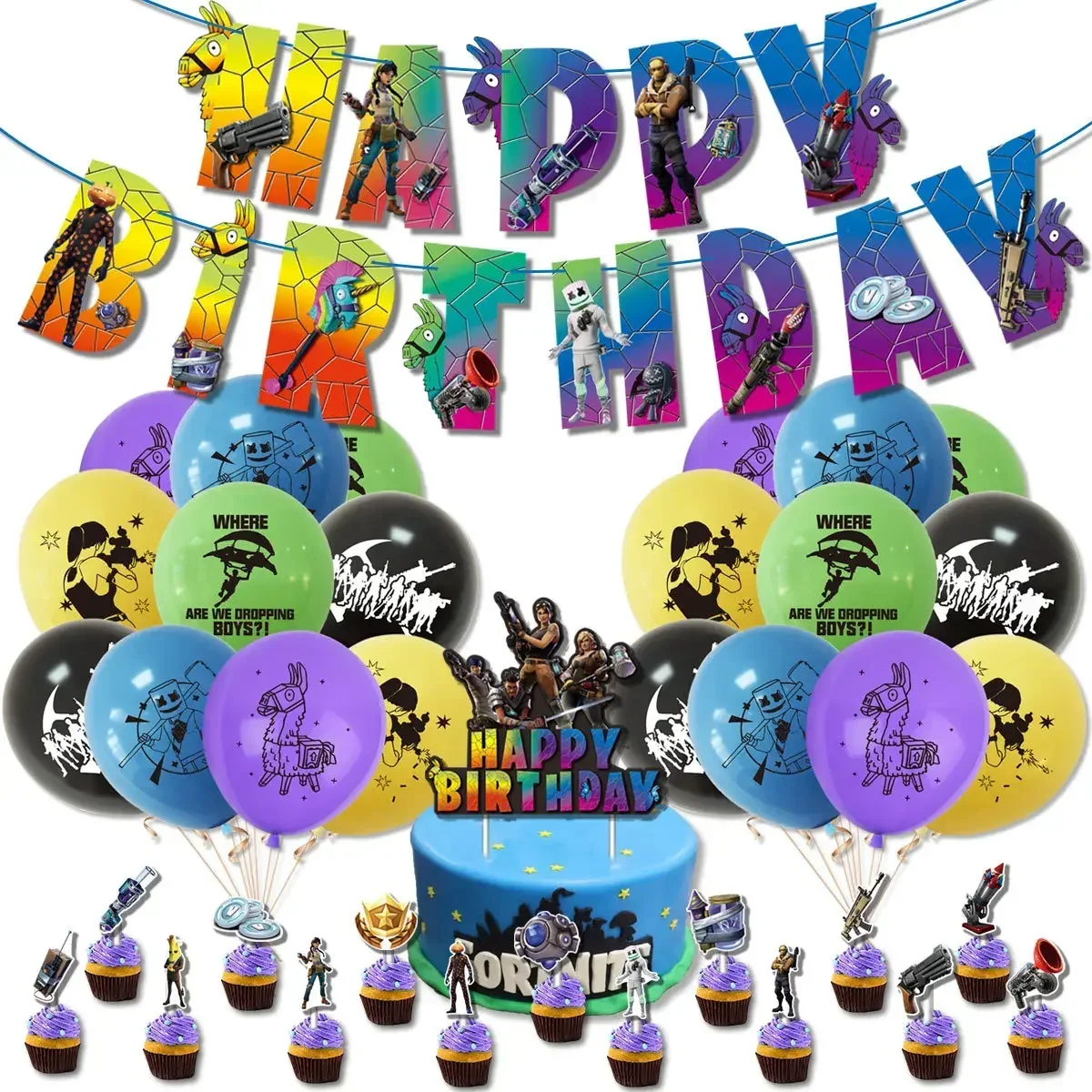 Party Games Adult Birthday - Gorąca Gra Fortnite Tematyczne Balony DIY